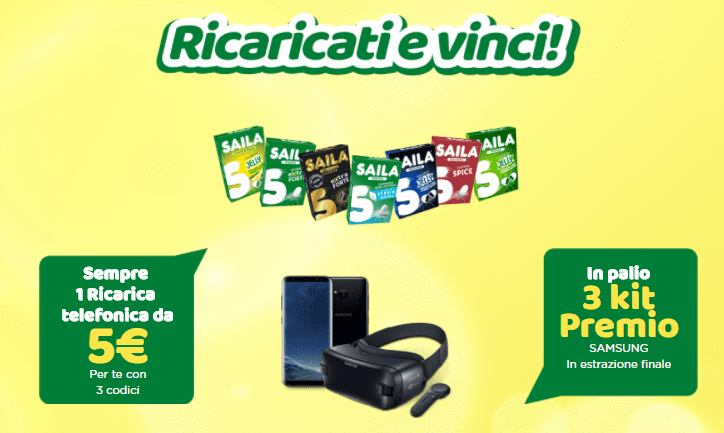 saila ricarica concorso 5 euro samsung s8
