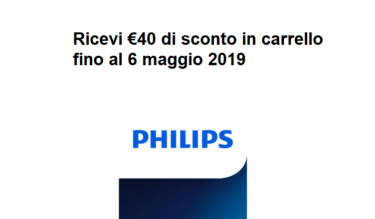 Philips su Amazon: ricevi 40€ di sconto in carrello