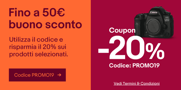 Ebay: 20% di sconto su tanti prodotti grazie al codice PROMO19