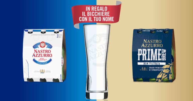 Il gusto ha il tuo nome: ricevi un bicchiere Nastro Azzurro personalizzato in omaggio!