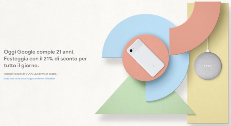 Google compie 21 anni: sconto del 21% sul suo store