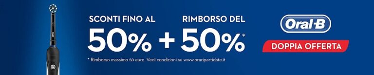 Amazon: Sconto del 50% + Rimborso del 50% sui prodotti Oral-B