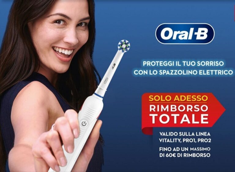 Oral-B RIMBORSO TOTALE: Fino a 60€ di rimborso acquistando uno spazzolino elettrico