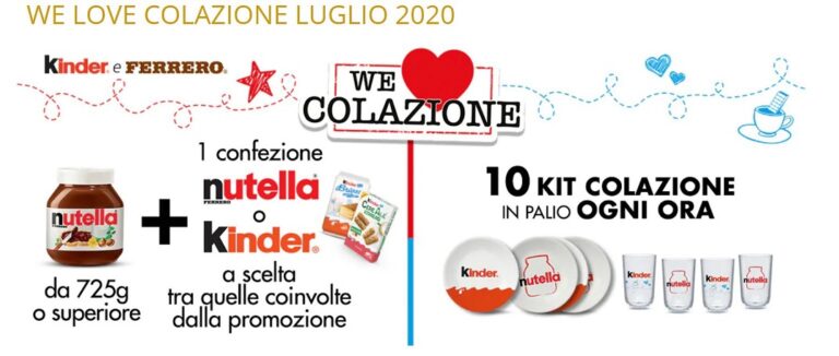 Kinder e Ferrero “We Love Colazione”: OGNI ORA vinci 10 Set Colazione