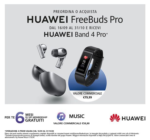 Halloween promo Huawei FreeBuds Pro: 30€ di sconto con il coupon valido solo il 31/10/2020