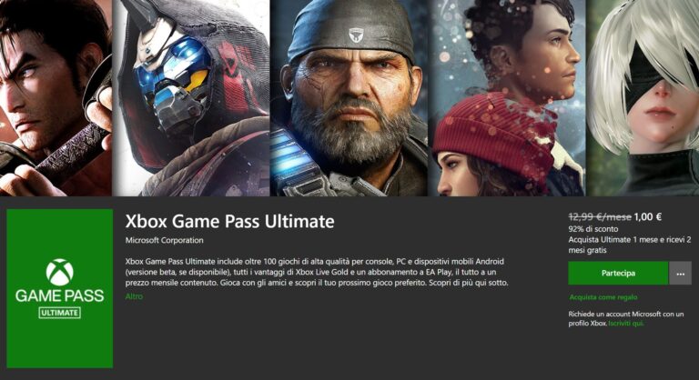 Xbox Game Pass Ultimate: 3 mesi di abbonamento a solo 1 euro!