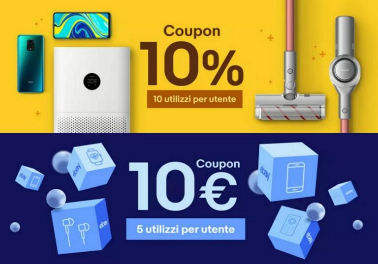 Doppio COUPON eBay: sconto di 10€ e sconto del 10% fino al 31 gennaio