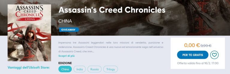 Ubisoft: Assassin’s Creed Chronicles China GRATIS su PC!