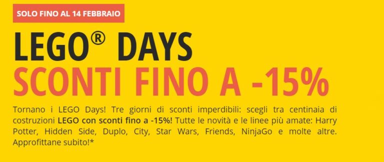 IBS: Tornano i LEGO Days! Sconto del 15% su tantissimi articoli