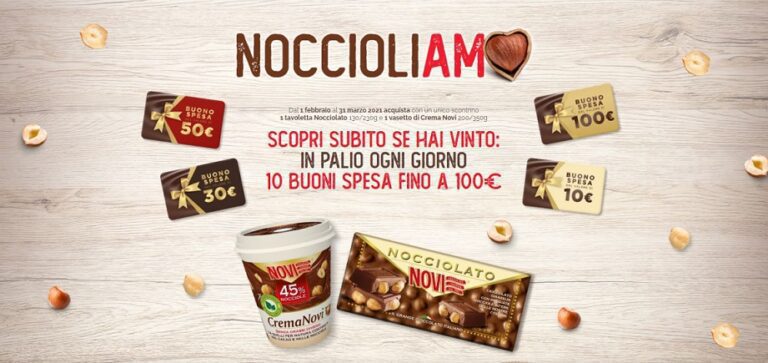 Concorso Novi “Noccioliamo”: puoi vincere buoni spesa fino a 100€