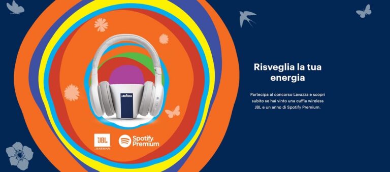 Concorso Lavazza “Risveglia la tua energia”: vinci cuffie JBL e Spotify Premium