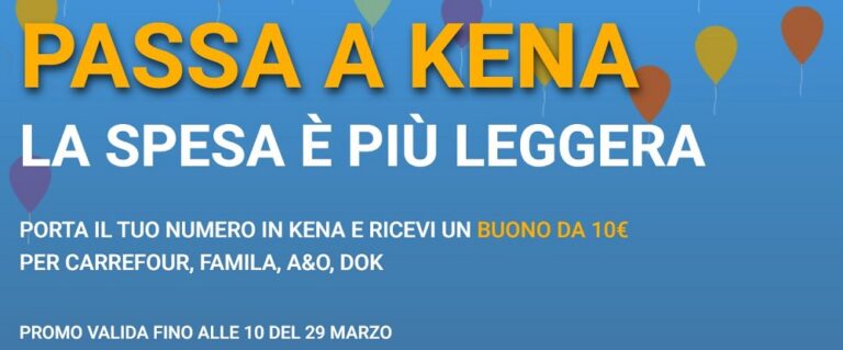 Kena Mobile: buono spesa di 10 euro in regalo con portabilità del numero
