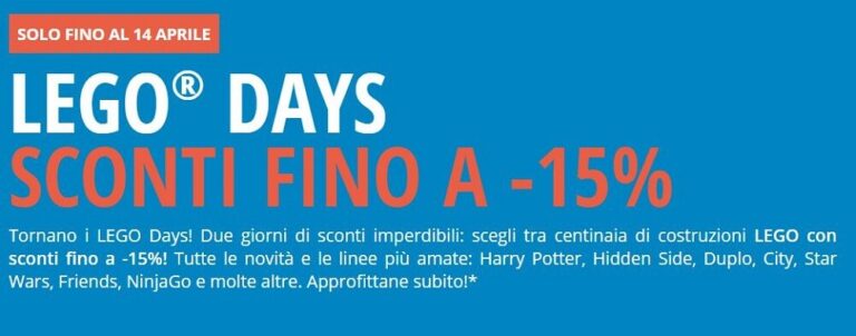 IBS: Tornano i LEGO Days! Solo fino al 14 aprile tantissimi Set LEGO scontati del 15%