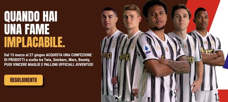 Concorso Mars “Quando hai una fame implacabile”: puoi vincere maglie e palloni ufficiali Juventus!