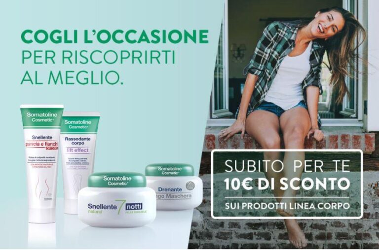 Somatoline: 10€ di sconto sui prodotti Linea Corpo