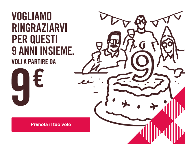 Volotea:  voli a 9€ per il 9° compleanno del vettore!