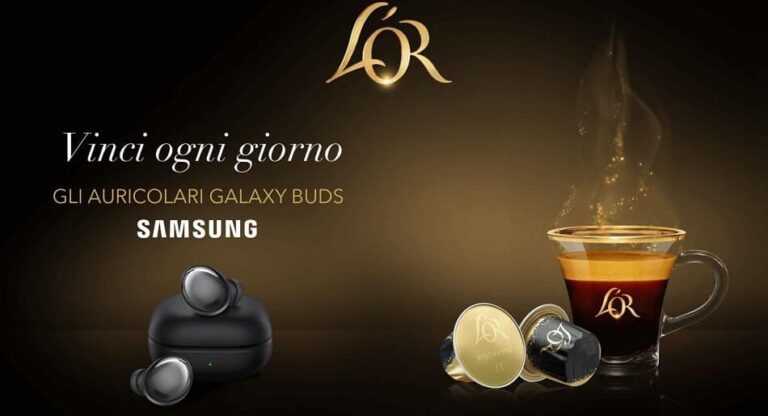 Concorso L’Or “Ogni caffè un’opera d’arte”: vinci auricolari Galaxy Buds Pro