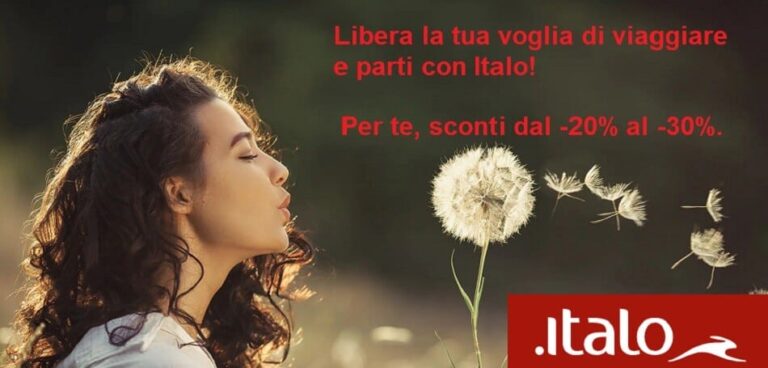Viaggia con Italo: esclusivo codice sconto fino al 30% di sconto