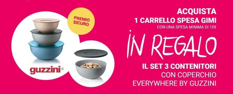 Concorso Gimi: ricevi set pranzo Guzzini con 3 contenitori acquistando un carrello spesa Gimi