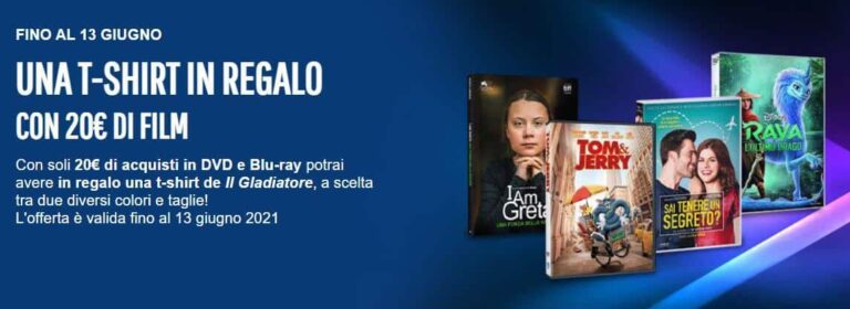 La Feltrinelli: Una T-shirt Cult de Il Gladiatore in regalo con 20 euro di film