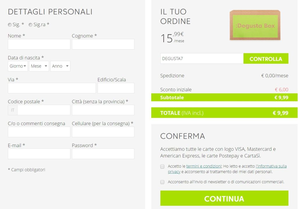 coupon Degustabox Luglio 2021