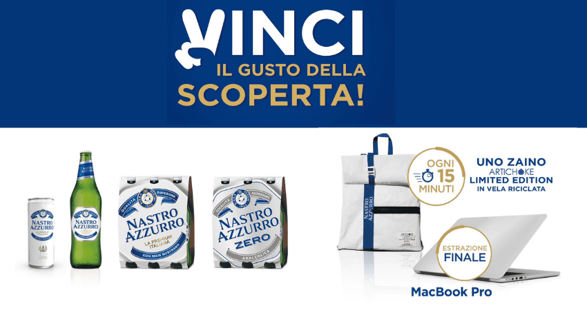 Concorso Nastro Azzurro premi: MacBook Pro 16" e zaino Everyday Artichoke