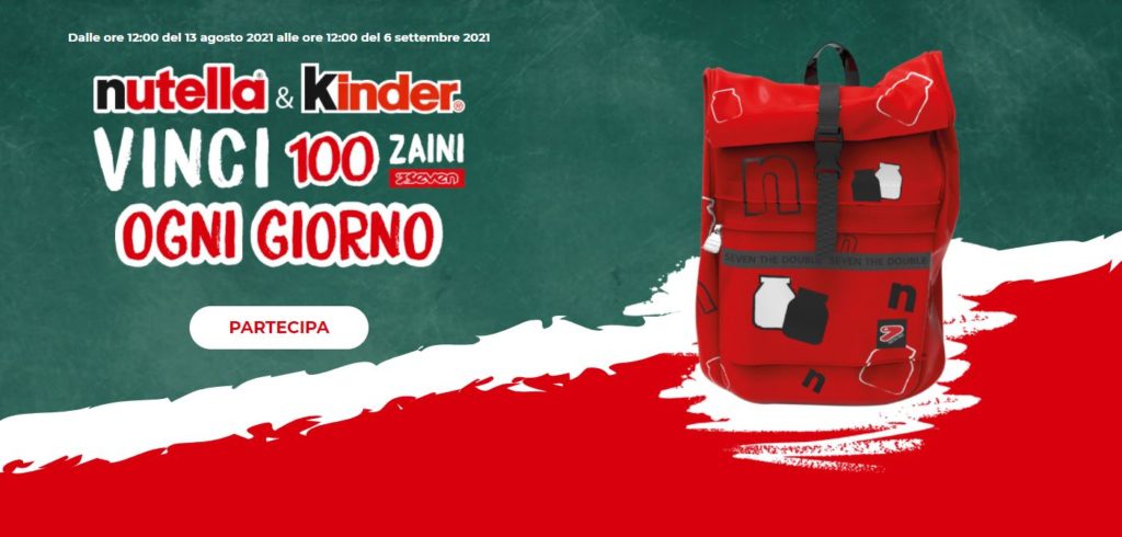 Nutella e Kinder: vinci 100 zaini Seven ogni giorno