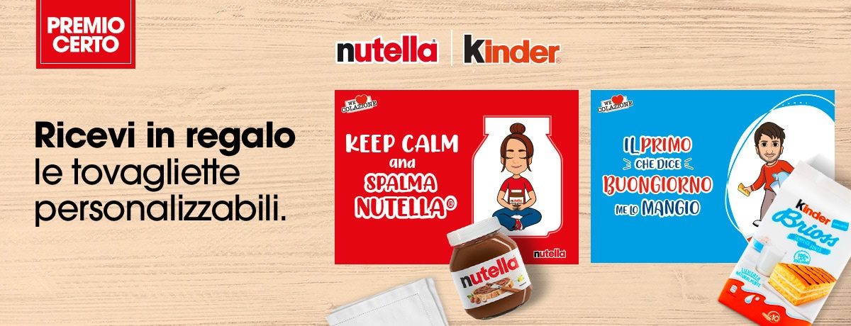 Nutella e Kinder Tovagliette personalizzabili