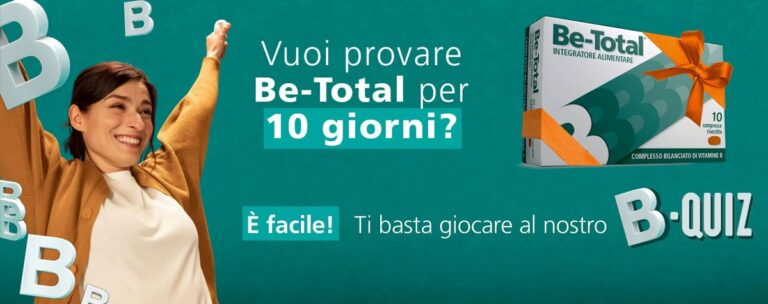 Ricevi GRATUITAMENTE dei campioni omaggio Be-Total per 10 giorni
