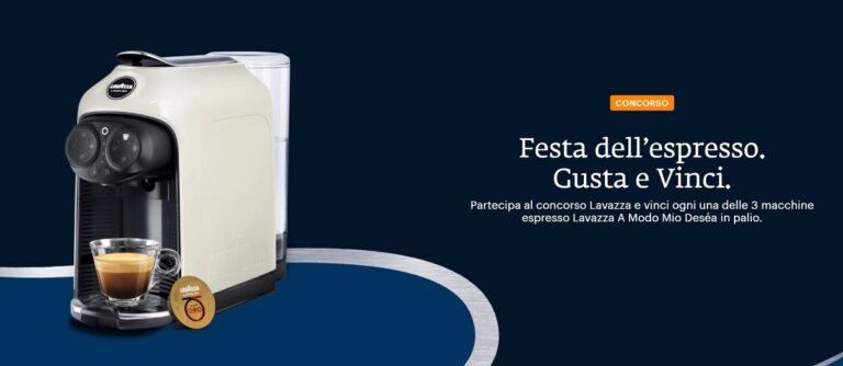 Concorso Lavazza “Festa dell’espresso”: ogni giorno in palio 3 macchine A Modo Mio Deséa