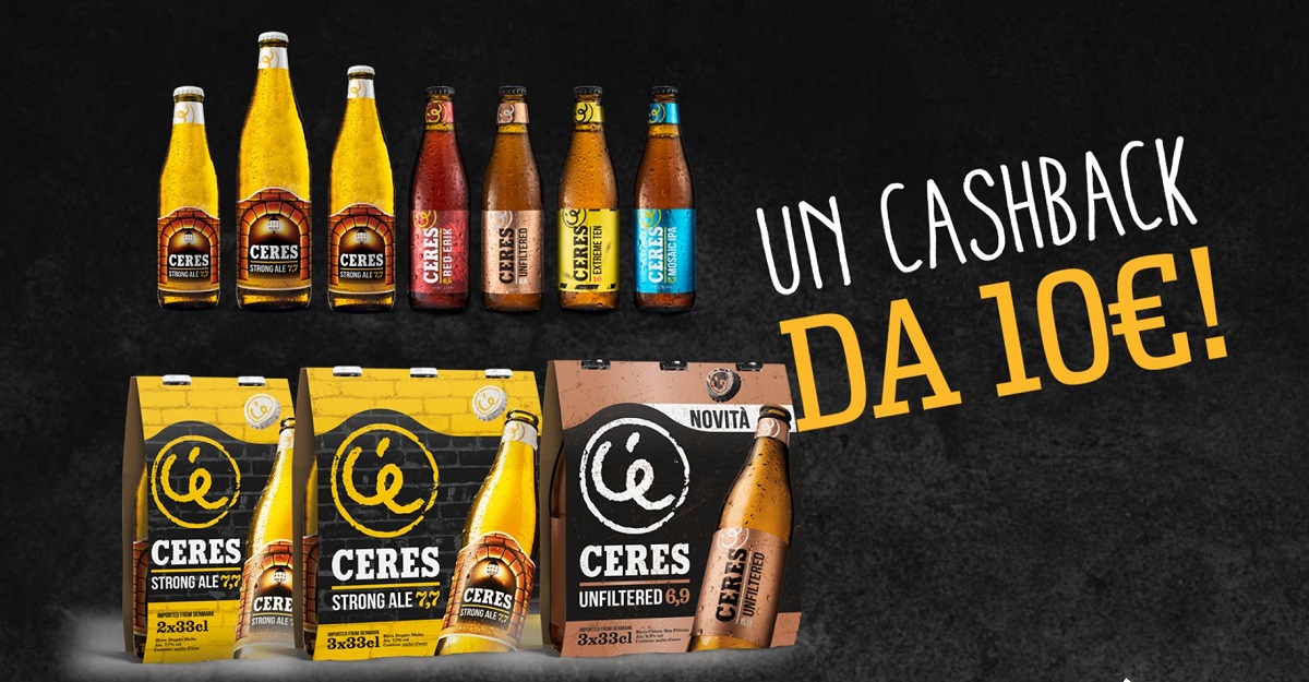 Cashback Birra Ceres, fino a 10€ di rimborso