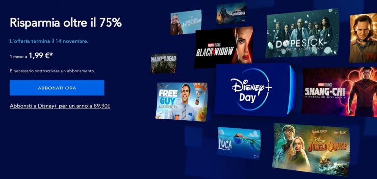 Promo Disney+: solo 1,99 euro il 1 mese se attivi entro il 14/11