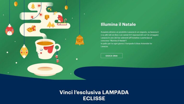 Concorso “Illumina il Natale” di Lavazza: prova a vincere 3 lampade Eclisse Artemide in palio
