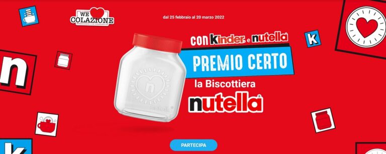 La Biscottiera Nutella in omaggio con Nutella e Kinder