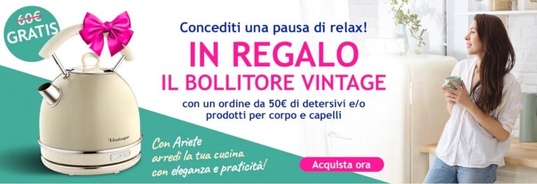 Con i tuoi acquisti di Casa Henkel ricevi in regalo il bollitore Vintage Ariete
