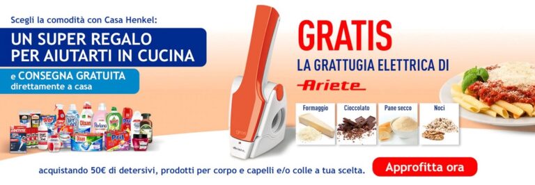 Prendi subito la grattugia Elettrica Ariete con i tuoi acquisti su Casa Henkel