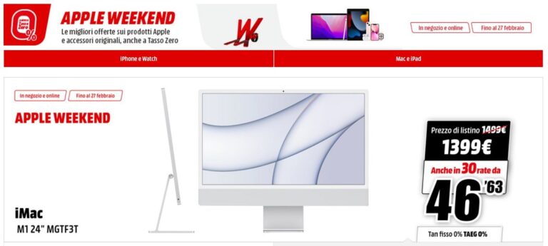 Mediaworld - Apple Weekend - Febbraio 2022