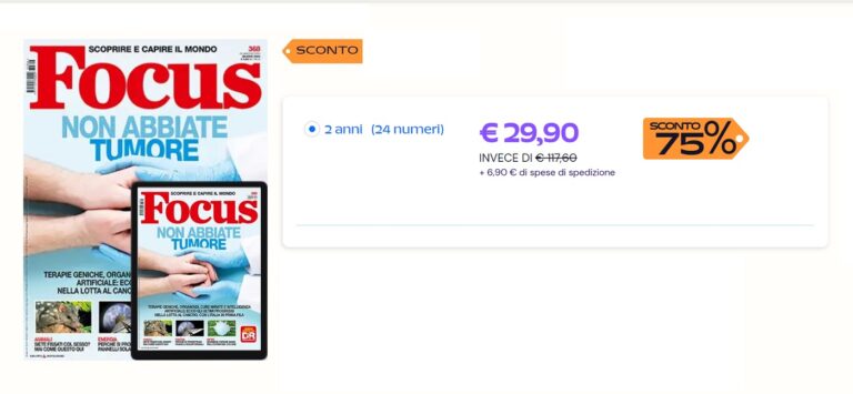 Sconto assurdo per l’abbonamento a Focus! 2 anni a soli 29,99 euro invece di 117,60!