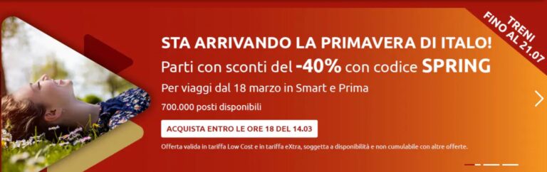 Offerta Italo codice SPRING