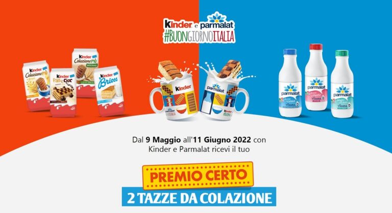 Kinder e Parmalat - 2 tazze come premio certo
