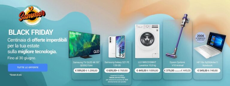 Summer Black Friday da Unieuro: settimana con offerte da urlo, ma Amazon non resta a guardare