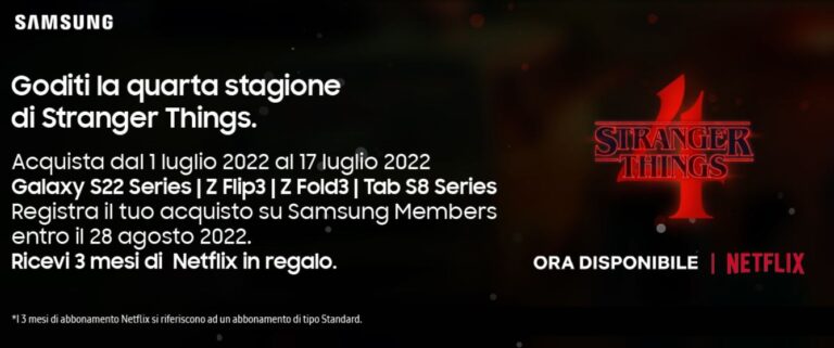 Con Samsung hai in regalo 3 mesi di Netflix