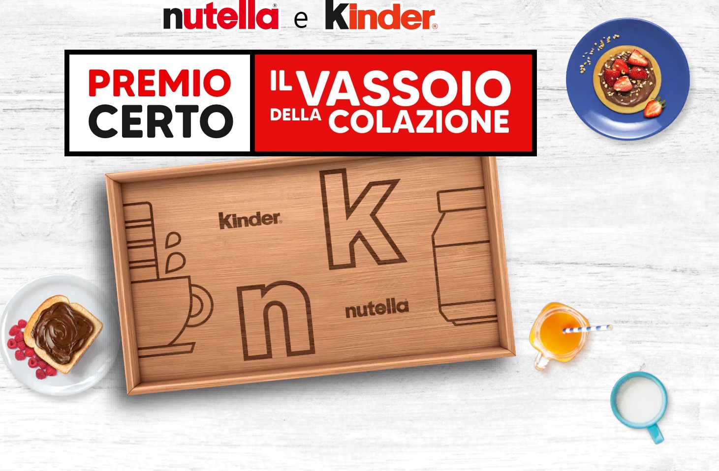 Kinder e Ferrero Premio cento vassoio della colazione