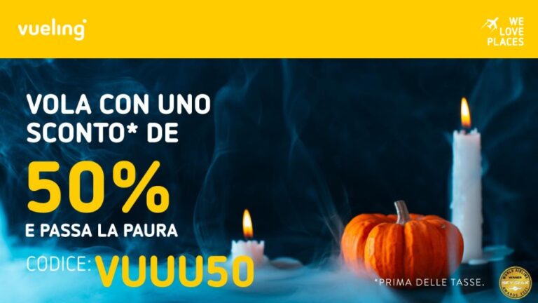 Promo Halloween di Vueling: usa il codice sconto e risparmi il 50% sui voli tra febbraio e marzo 2023!