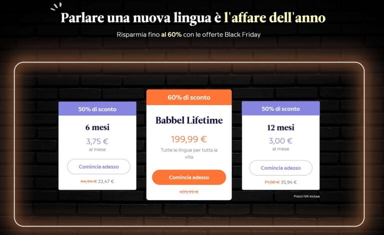 Black Friday Babbel 2022: fino al 60% di sconto su Babbel App, Live e Lifetime!