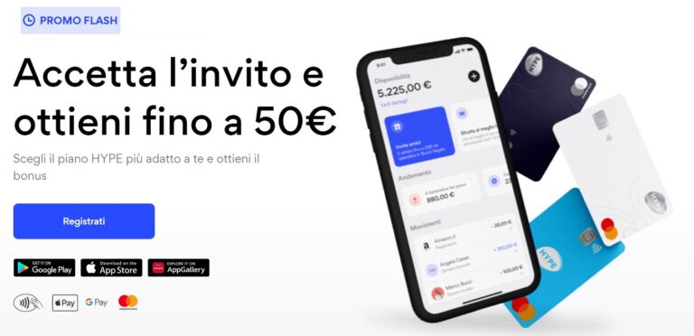 HYPE Promo Flash: solo per questo weekend fino a 50€ di bonus se attivi un nuovo conto