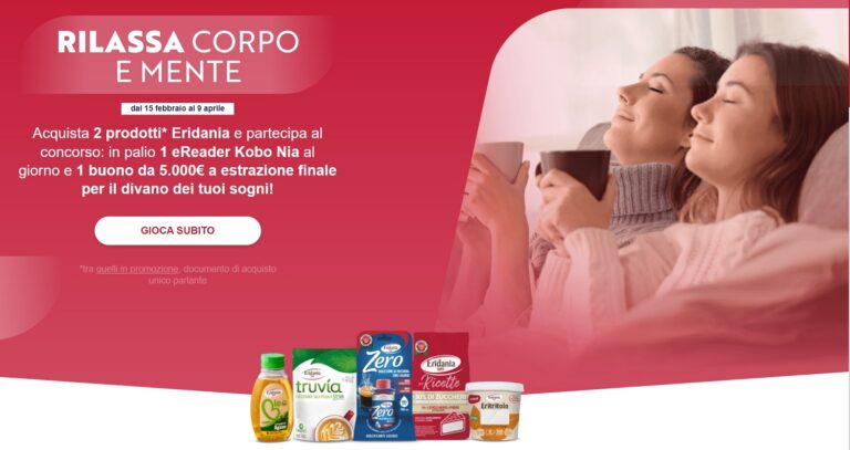 “Rilassa corpo e mente” con la “Festa del benessere” Eridania: in palio ereader Kobo e il divano da re