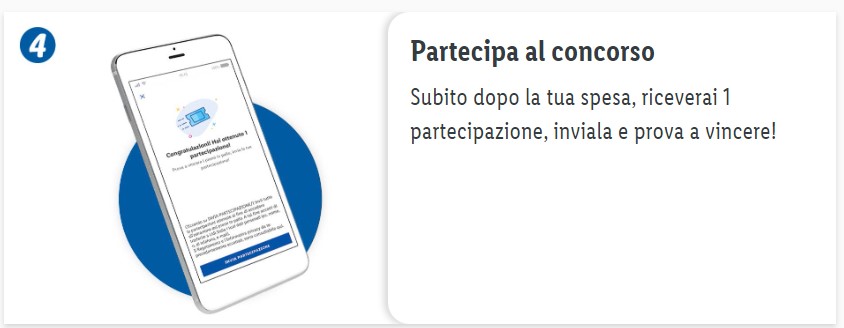 Subito dopo la tua spesa, riceverai 1 partecipazione, inviala e prova a vincere!