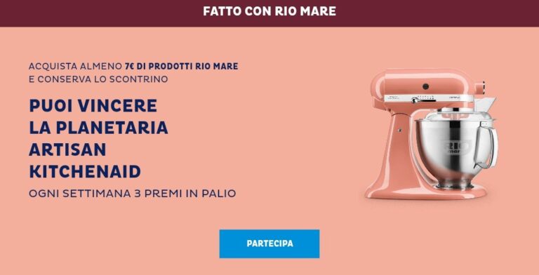Concorso Rio Mare “Fatto con Rio Mare”: in palio 36 planetarie KitchenAid Artisan