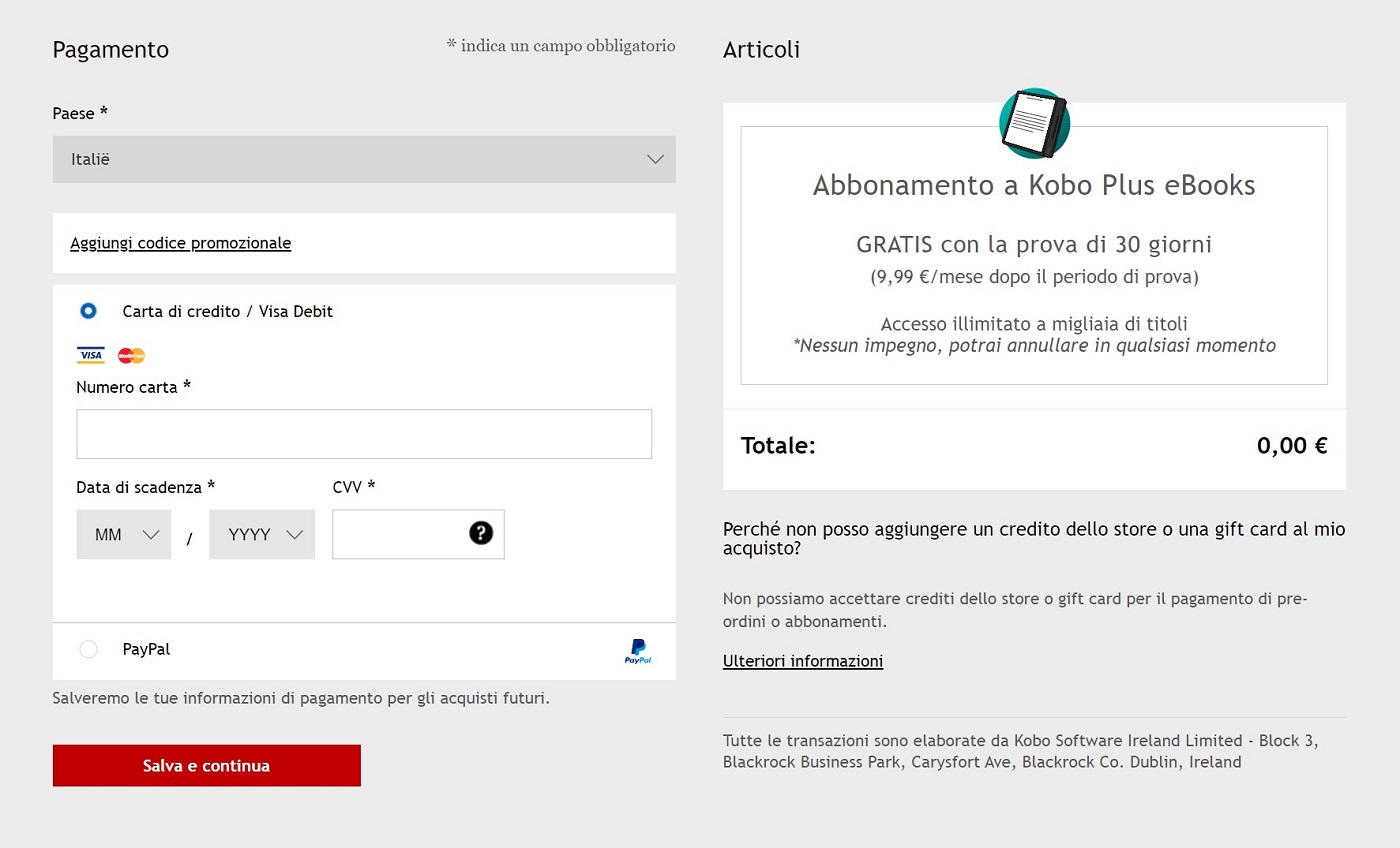Attivazione Kobo Plus 30 giorni gratis
